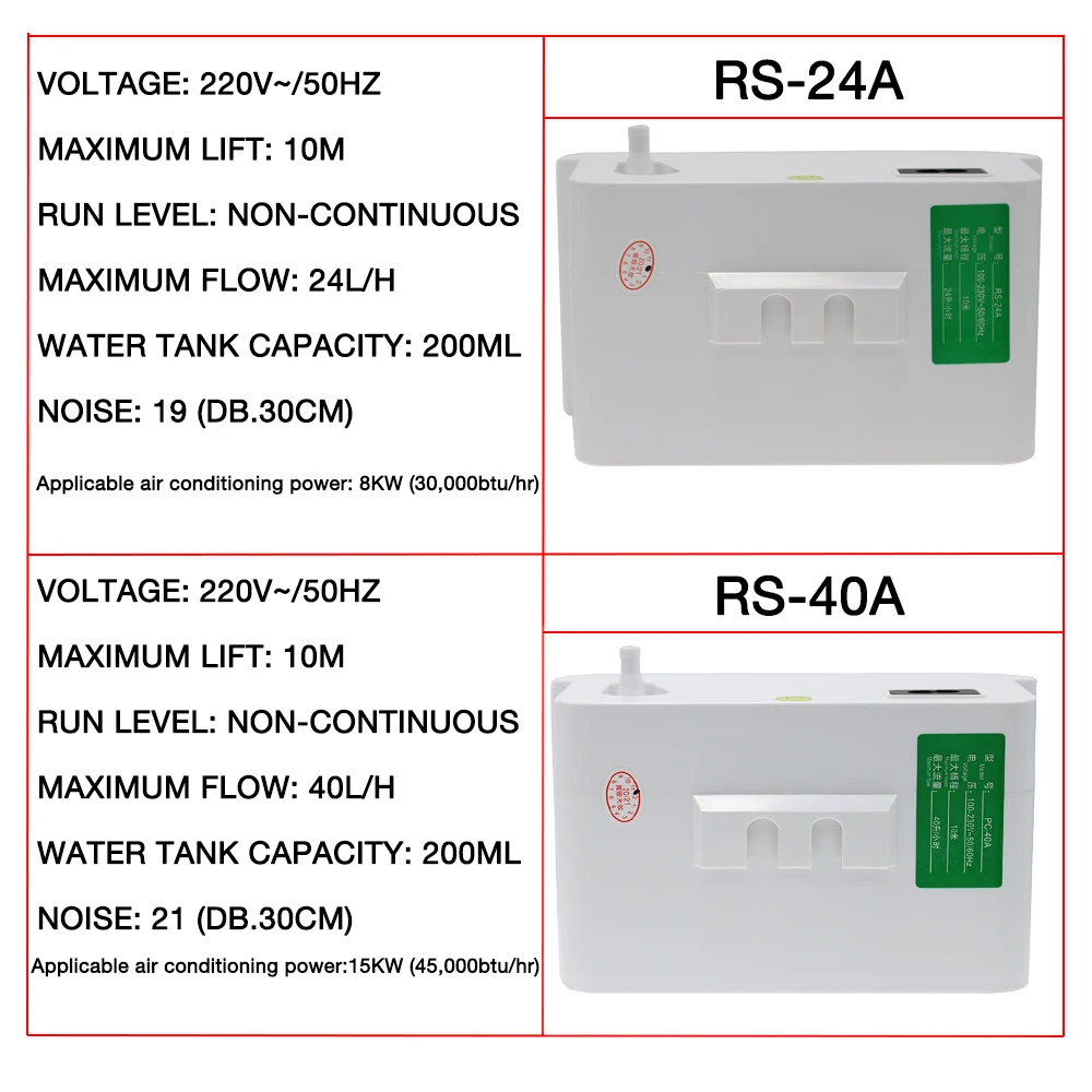 Automatische Stille Condensaat Pomp RS-24A/40A Afvoer Pomp Condensaat Lift Pomp 1.3P Op De Haak Airconditioner