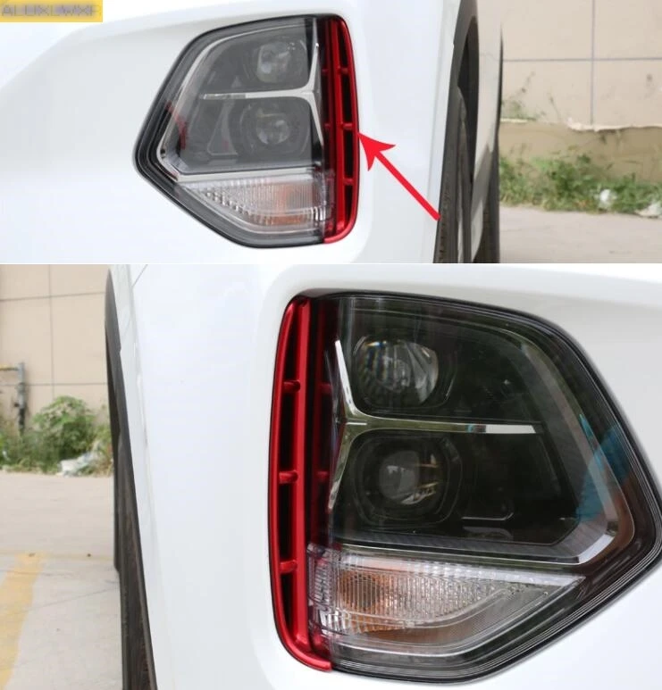 

For Hyundai Santa Fe 2019 2020 Chrome Car Front Door Fender Decoration Side Air Vent Nozzle Cover Trim Foglight Edge Decoration