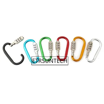60pcs small code combination lock bottle hook buckle alloy carabiner hanging chain camping hiking padlock backpack bag parts