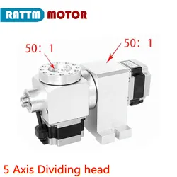 Harmonic drive reducer dividing head CNC 4th 5th A B Rotary axis + Nema 23 stepper motor Speed ratio 50:1