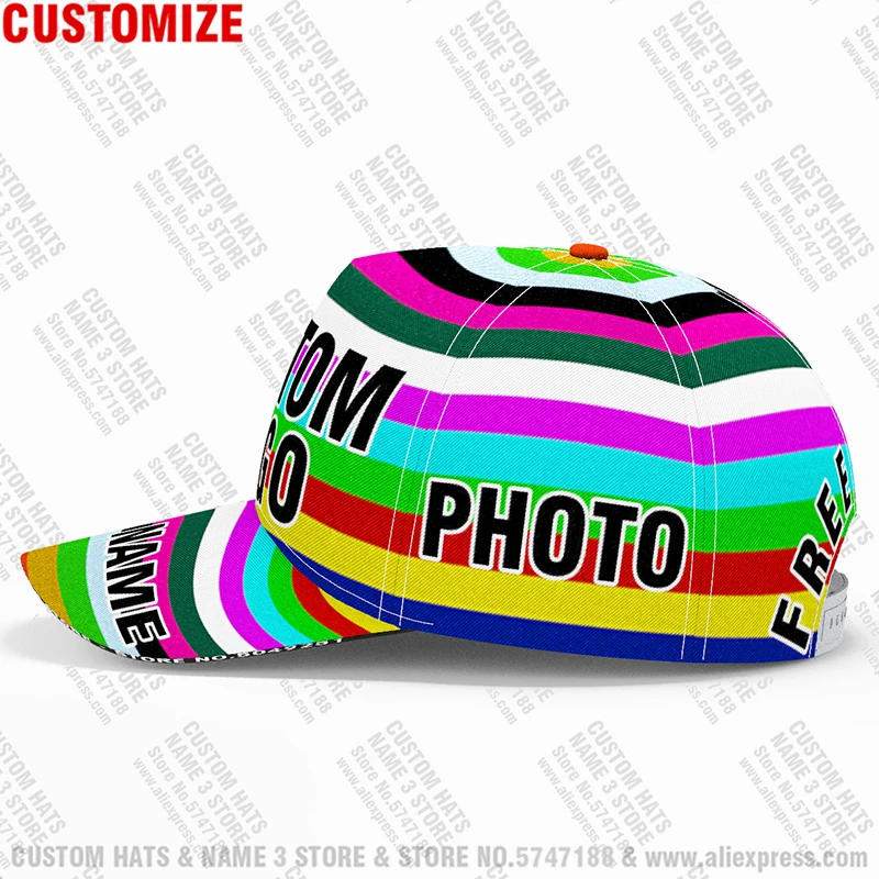 3D Baseball Cap Free Custom Made Name Number Logo Text Photo Hats Nation Flag College Image Team Game Fishing All Print Headgear