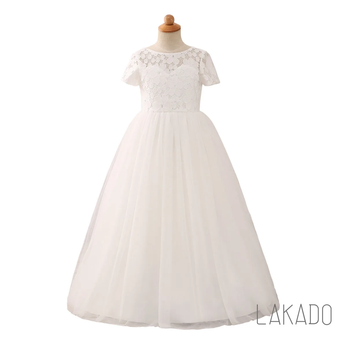 Simple Elegant Simple Flower Girl Dress Short Sleeve First Communion Dresses 2-10 Years