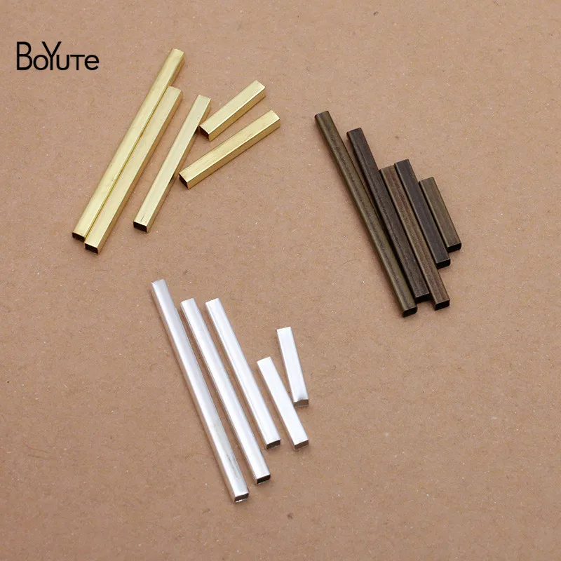 BoYuTe (500 Pieces/Lot) 10-15-20-25-30MM Length Metal Brass Square Tube Materials DIY Hand Made Jewelry Accessories