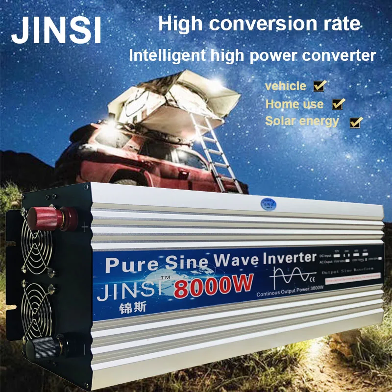 Pure Sine Wave Inverter 12V/24V 220V 8000W Voltage Transformer Solar Power Inverter DC 12V to AC 220V Converter LED Display