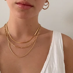 Splendidi gioielli di tendenza 2024 per le donne collane a catena in oro 18 carati placcate per la partita con ciondolo a catena con osso di serpente a catena sottile femminile