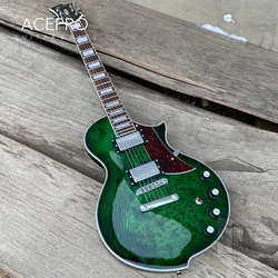 Grote Electric Guitar, Transparent Green Burl Maple Top, Red Tortoise Pickguard, Chrome Hardware, Free Shipping