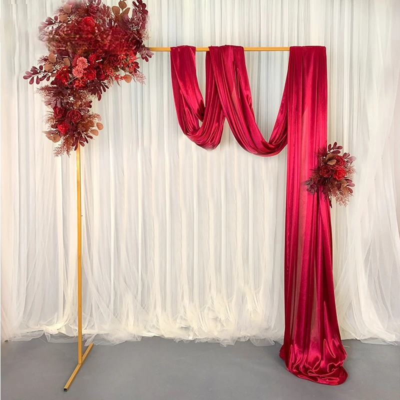 Wedding Ceremony Party Curtains Solid Color Ice Silk Fabric Wedding Arch Draping Fabric Voile Arbor Drapes for Frame Stand Panel