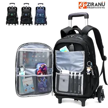 School backpack bag with wheels  School Rolling Bags Student wheeled Backpacks for boys Children School Trolley Bag On wheels