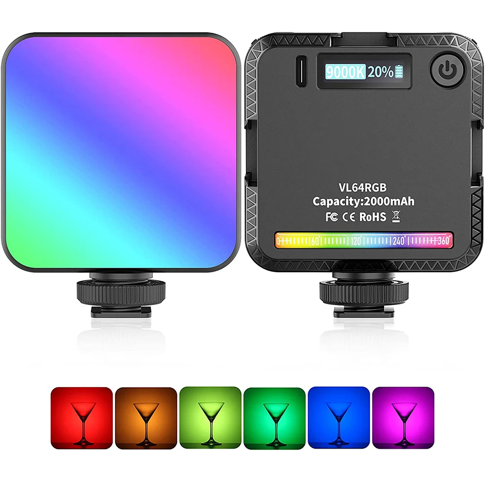 W64RGB Photographic Lighting Camera Professional Lamp Mini RGB LED Video Light Fill Light CRI95+ 2500K-9000K 20 Lighting