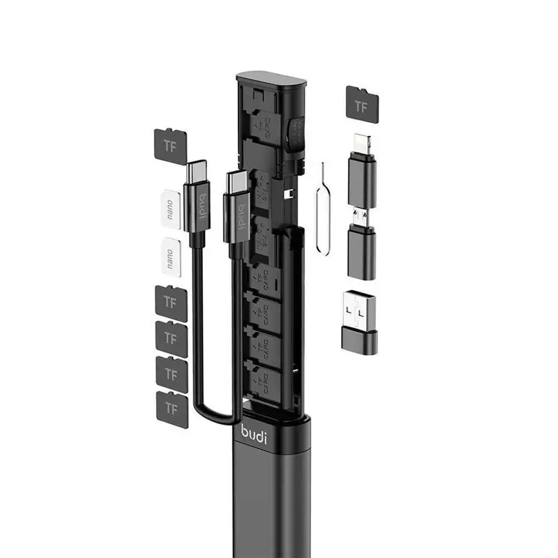 BUDI Multi-function Smart Adapter Card Storage Data Cable USB Box for iPhone Computer Extended Storage