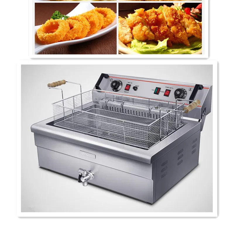 

220V/4.8KW 20L Commercial Electric Deep Fryer Single Cylinder Machine With Timer Commercial Restaurant Steel