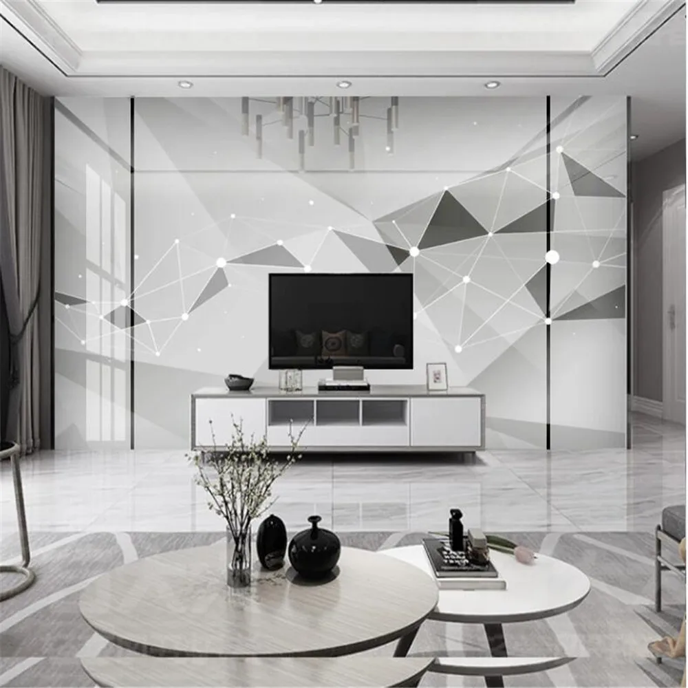 

Milofi large wallpaper mural abstract geometric modern minimalist line creative marble jazz white light luxury background wall