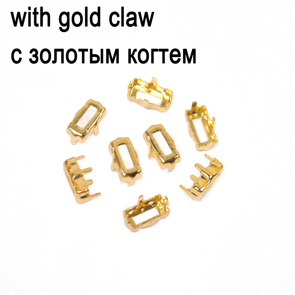 4501 Sew on Empty Claw Rectangle Setting Copper Stone Base Gold Silver Sewing With Crystal Rhinstones Garment DIY Stones