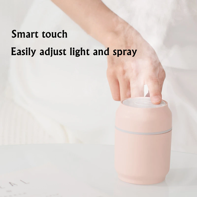 Criativo zip-top pode umidificador de ar usb névoa criador fogger com luz led colorida para casa carro portátil mini difusor de aroma