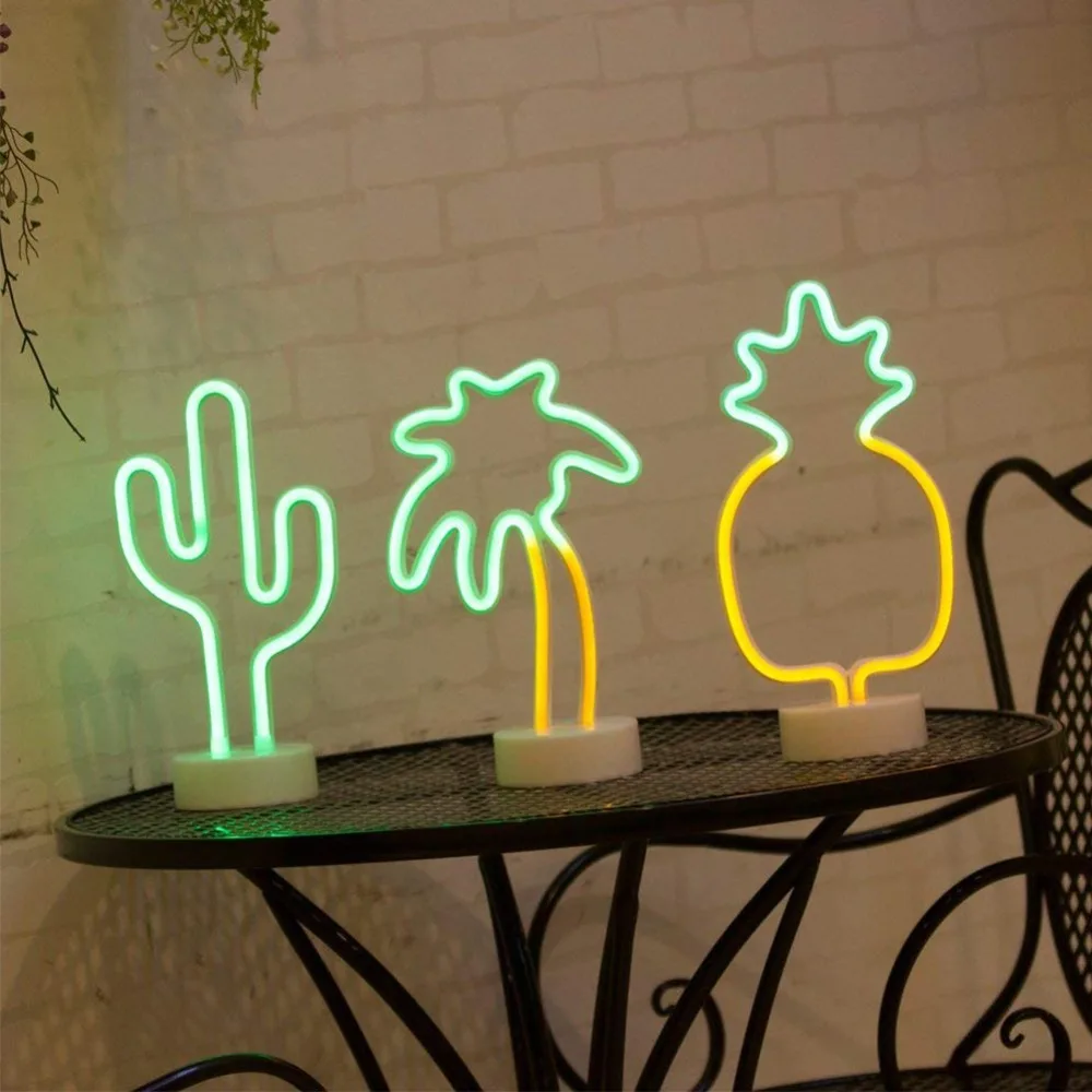 LED Neon Night Light Moon Lamp Flamingo Heart Moon Pineapple Christmas Tree Unicorn Desk Table Lamp Party Decorative lights Home