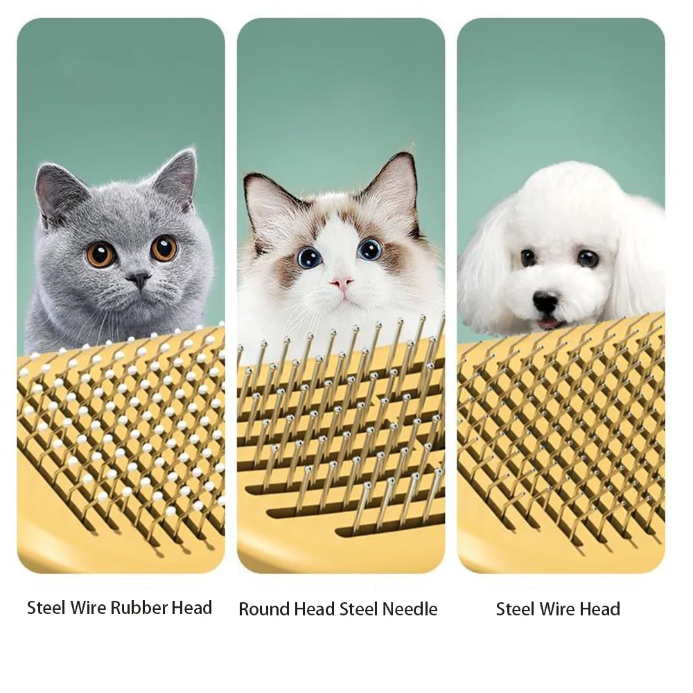 Pet Comb Cat Dog Stainless Steel Massage Comb Self Cleaning Slicker Brush Shedding Grooming Brush Removes Loose Tangled Hair