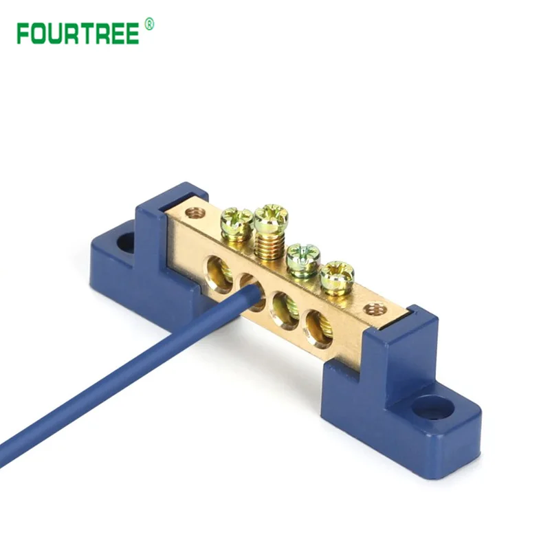 1Pcs Brass Wiring Terminal Row Zero Strip Flame Retardant Distribution Box Connection Terminal Adjustable Mounting Holes 4-16Pin