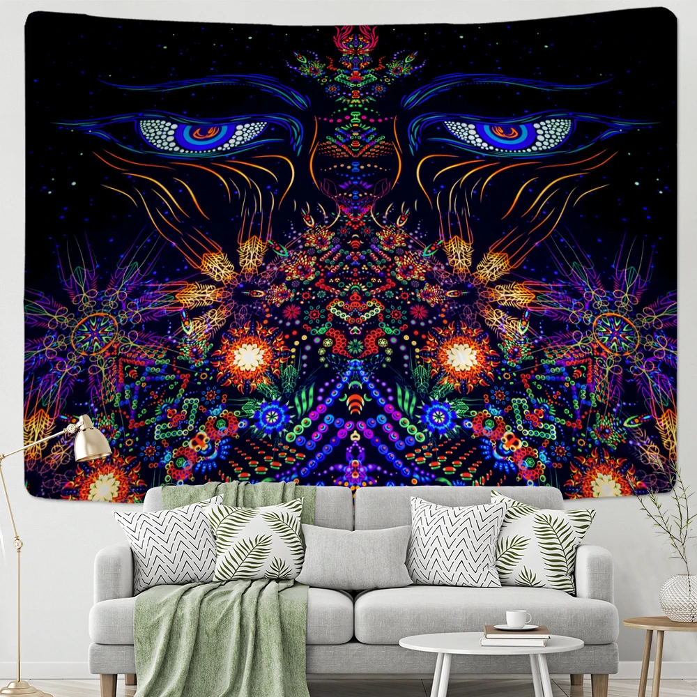 Psychedelic Death Mushroom Tapestry Wall Hanging Colorful Abstract Bohemian Hippie Witchcraft Dormitory Home Decor