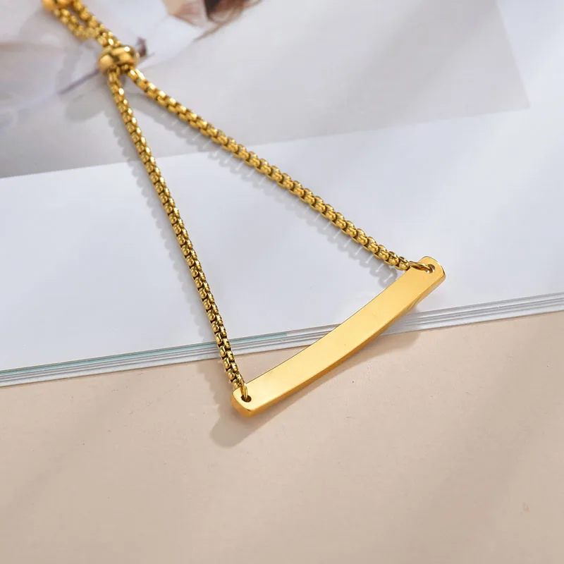 Nextvance Fashion Stainless Steel Adjustable Customized Words Engraving Letter Name Bracelet Gold Color Couple Bangles Jewelry