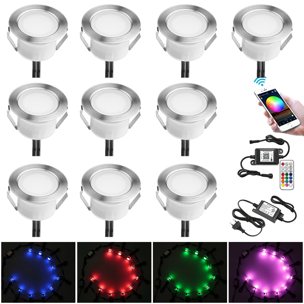 10ks FVTLED outdoorové LED lehký vodotěsný sad besídka paluba schod krok LED RGB světel wifi/bluetooth/ir vzdálený ovládání  lamp