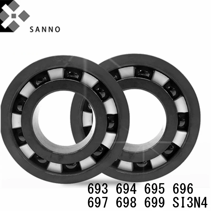 Full Ceramic Ball Bearing 693 694 695 696 697 698 699 Si3N4 Deep Groove Bearing Silicon Nitride Ceramic Micro Ring Bearing