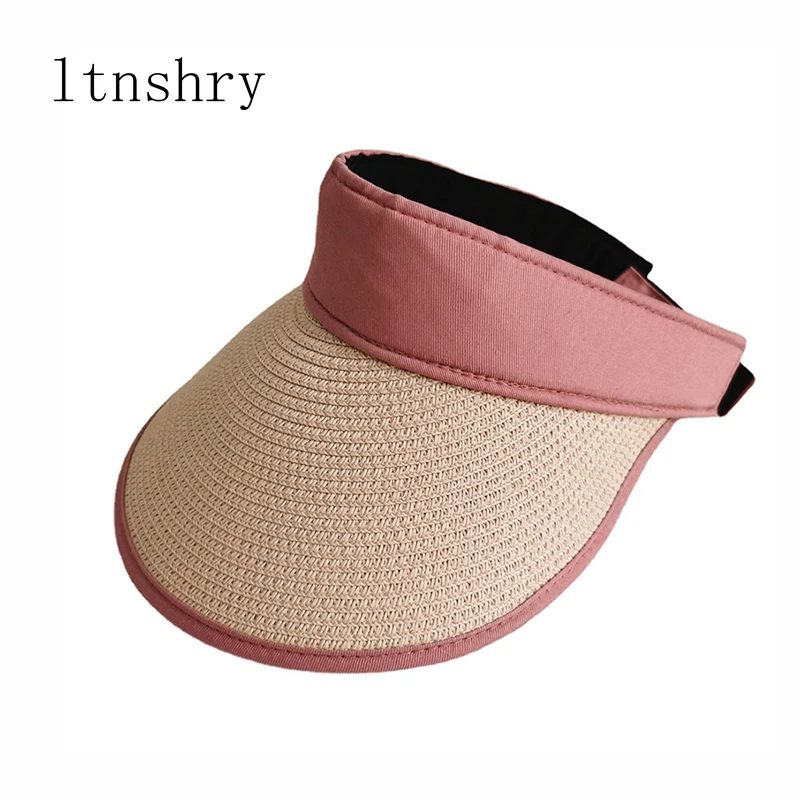 

2021 NEW Panama Visor Women Straw Hat Empty Top Women's Summer Sun Hat Protection Outdoor Anti-UV Sports Fishing Beach Chapeau