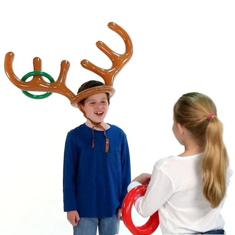 Christmas Game Inflatable Reindeer Antler Hat Ring Toss Navidad Natal Christmas Gift for Kids New Year Gift Xmas Decor Noel 2023