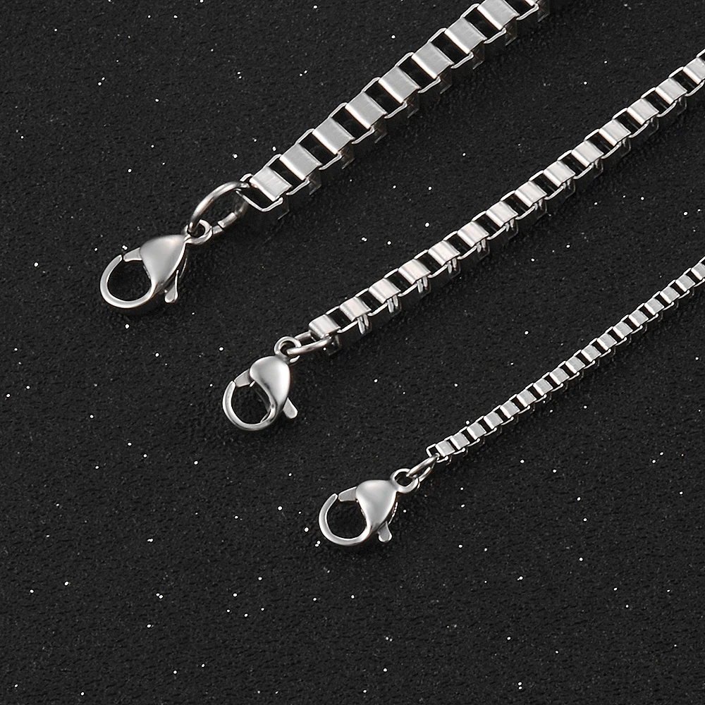 Fashionable Stainless Steel Box Square Link Chain Necklace Gold Color Various Sizes And Widths Can Be Customized