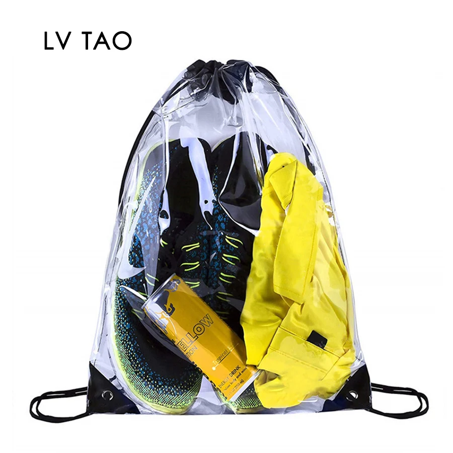 

Clear Waterproof PVC Stadium Drawstring Backpack Shoes Clothes Backpacks Portable Sports Bag