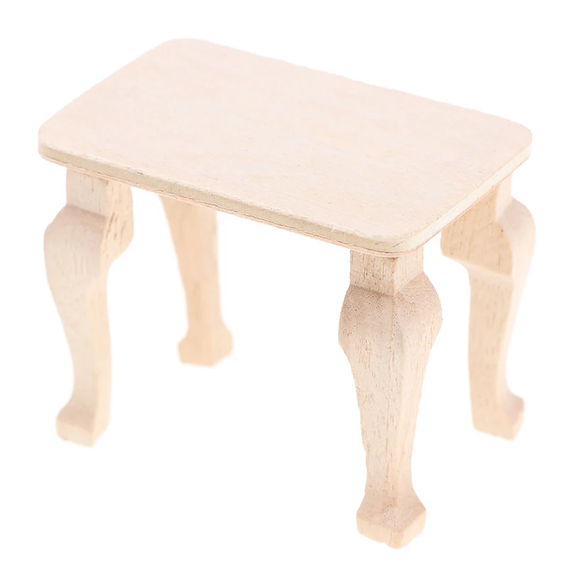 Mini Wooden Table Furniture Toys 1:12 Dollhouse Miniature Accessories DIY Doll House Decor Baby Toys(Self Assembly Required)