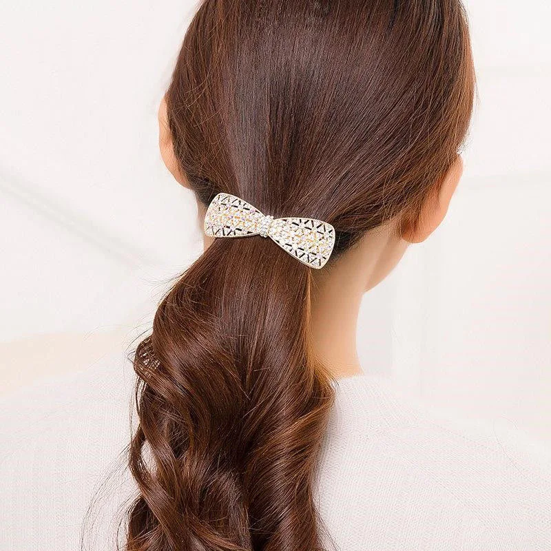 Glänzende Strass Haarnadel Elegante Bowknot Schmetterling Barrettes Frau Pferdeschwanz Frühling Clip Urlaub Partei Geschenk Haar Zubehör