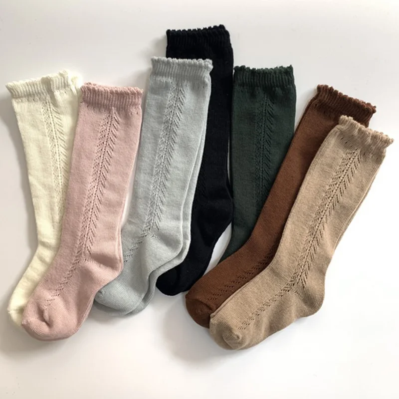 Baby Socks Knee High Long Infant Cotton Linen Sock Hollow Girls Boy Spring Summer Leg Warmer Children Princess Kids Sockken