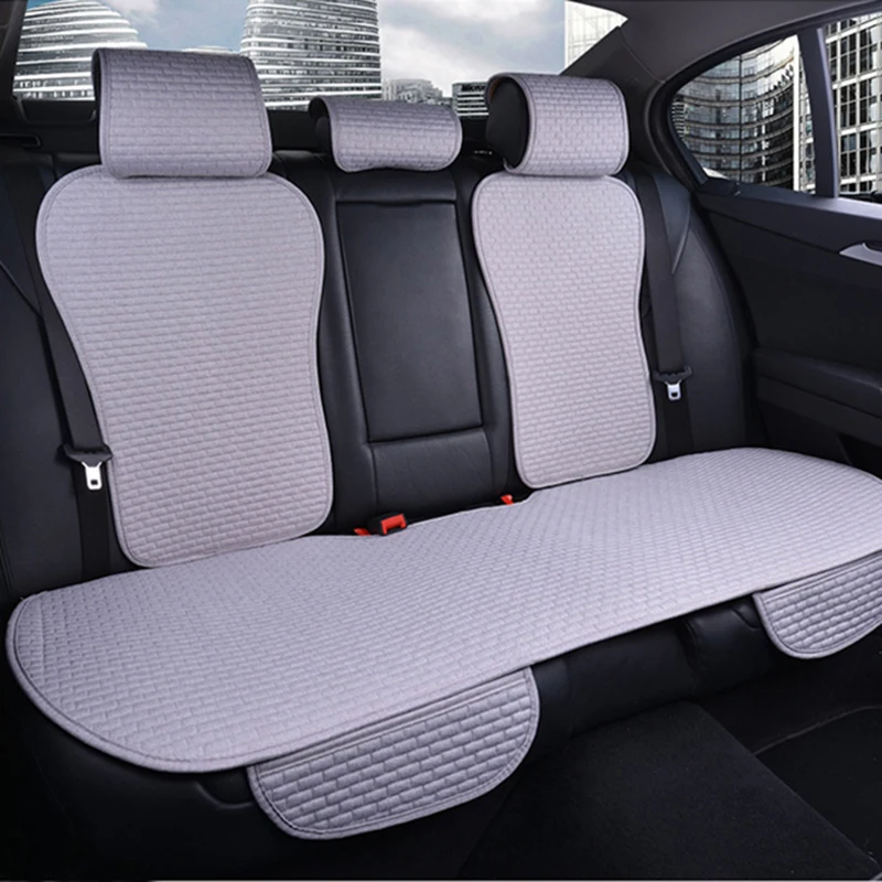 

Rear Car Seat Cover With Backrest Flax Protector Cushion Seat Protect Pad Ｍat Linen Fabric Car Accessories Universal Anti-slip