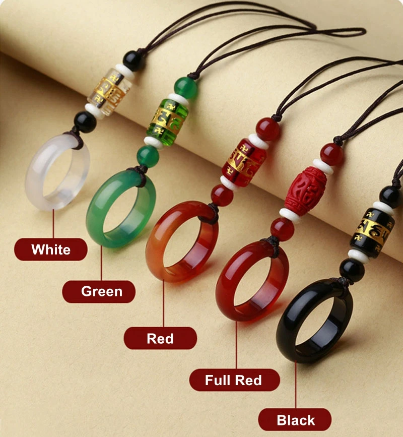 20Pcs Chinese Style Short Phone Lanyard with Agate Stone Finger Ring Mobile Phone Strap Lanyards