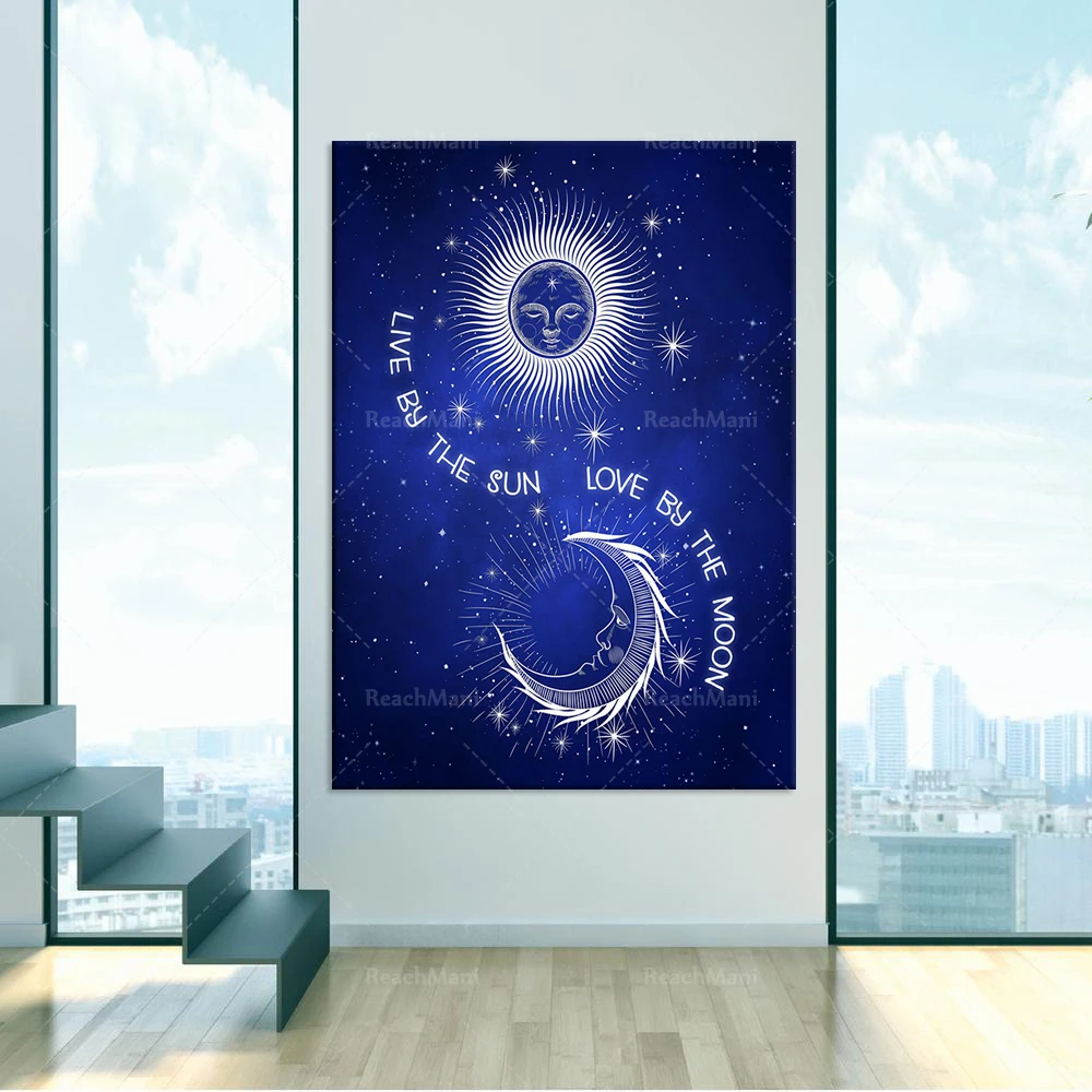 

The life of the sun and the love of the moon print celestial wall art poster