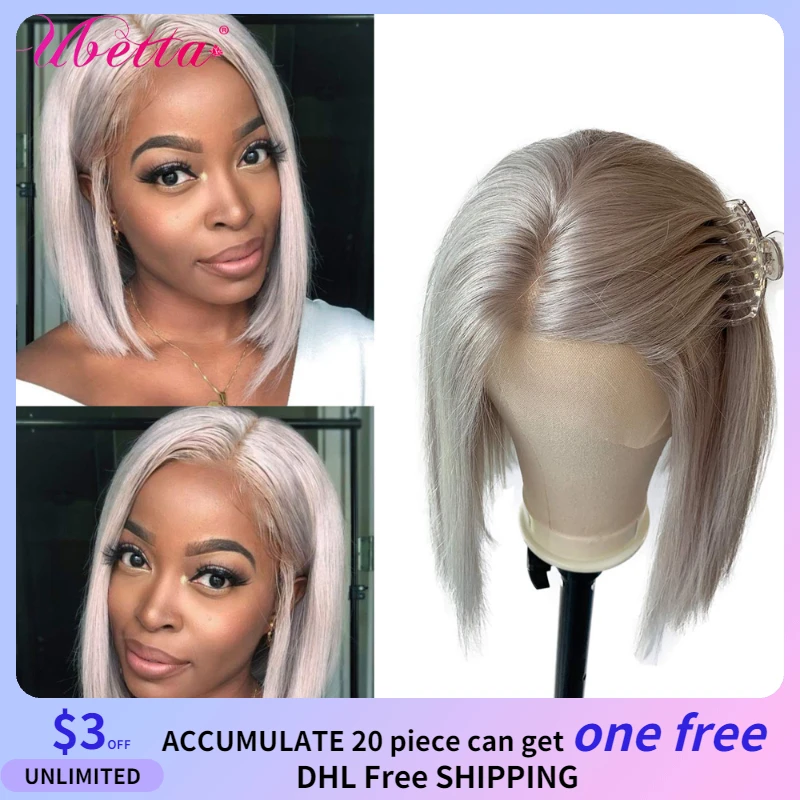 

Grey Bob Wig Human Hair Short 13x1 Lace Front Human Hair Wigs For Women Pre Plucked Brazilian Remy Transparent Lace Wigs 180%