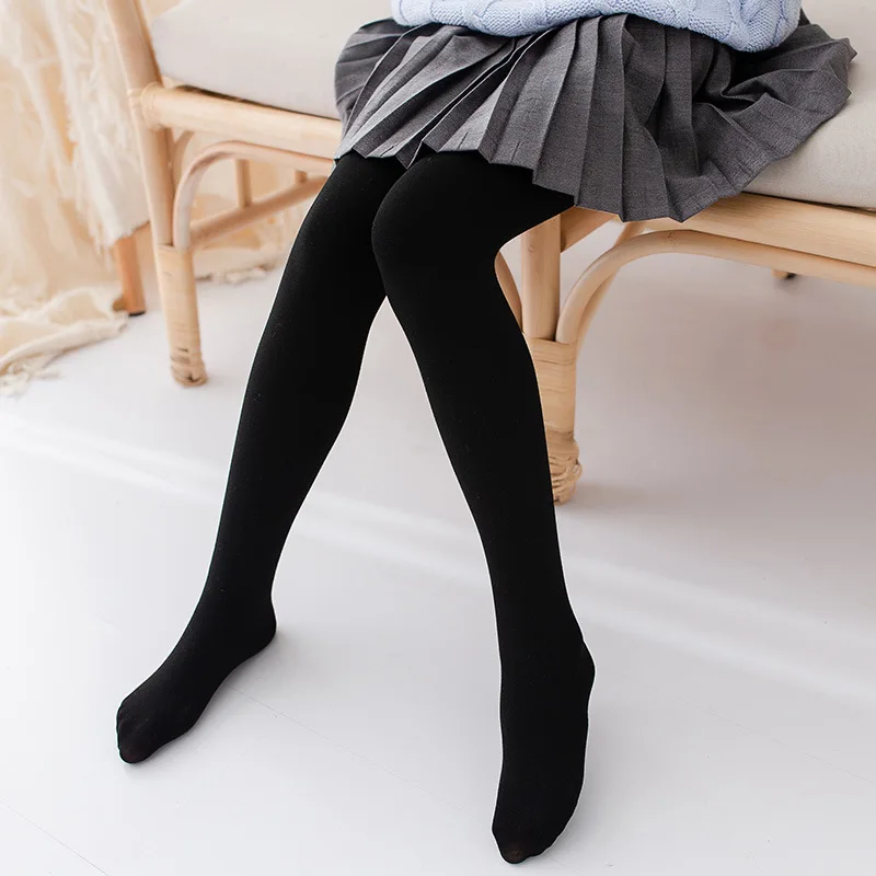 2021 Children Winter Velvet Pantyhose Leggings Medium Thick Plush Solid Color Dance Tights White Skin Flesh Comfortable Silk 80