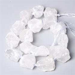 Perles de quartz blanc clair naturel, forme libre, brut, minorganisateur, cristal, pierre de pépite, gravier pour bijoux, bricolage exécutif, 7-8 pièces, 2-3cm