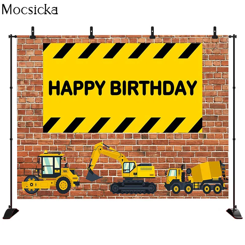 신생아 사진 촬영 배경, 건설 구역, 굴삭기 트럭, 크레인 빌더, 소년 사진 스튜디오용 배경