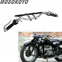 Chrome Motorcycle Complete Handlebar Grip Brake Cable Lever for Zundapp DB DS DBK KS KS750 BMW M72 R12 R66 Dnepr Ural Sidecar