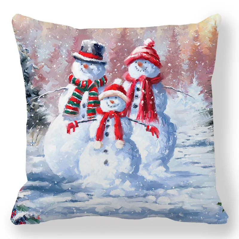 Christmas Decor Pillow Covers 45x45cm Animals Snowman Printed Cushion Cover Winter Holiday Party Decorative Pillowcase for Couch