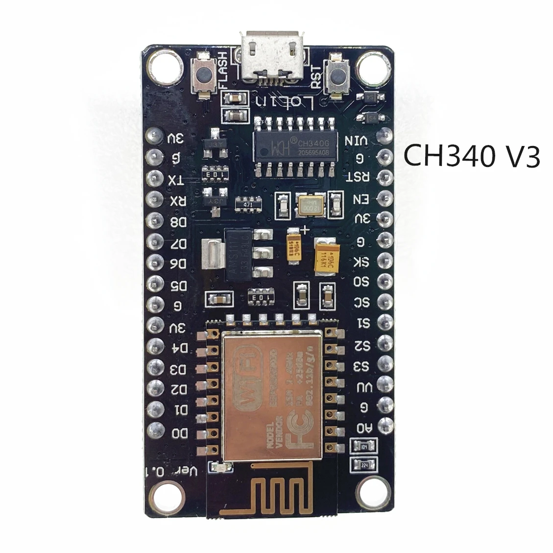 Módulo inalámbrico CH340 CP2102 NodeMcu V3 V2 Lua WIFI Internet de las cosas, placa basada en ESP8266 ESP-12E con antena Pcb