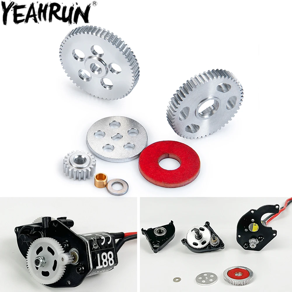 YEAHRUN Metal Transmission Gear Gearbox Gears Set 19T 51T 55T for 1/24 RC Crawler Car Axial SCX24 All Series Upgrade Parts