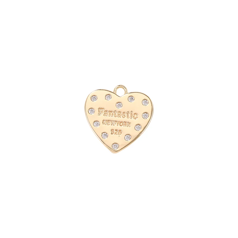 

Factory wholesale Gold Color Brass and Zircon Heart Charms Pendants Necklace and Bracelet Earring Diy Jewelry Accessories