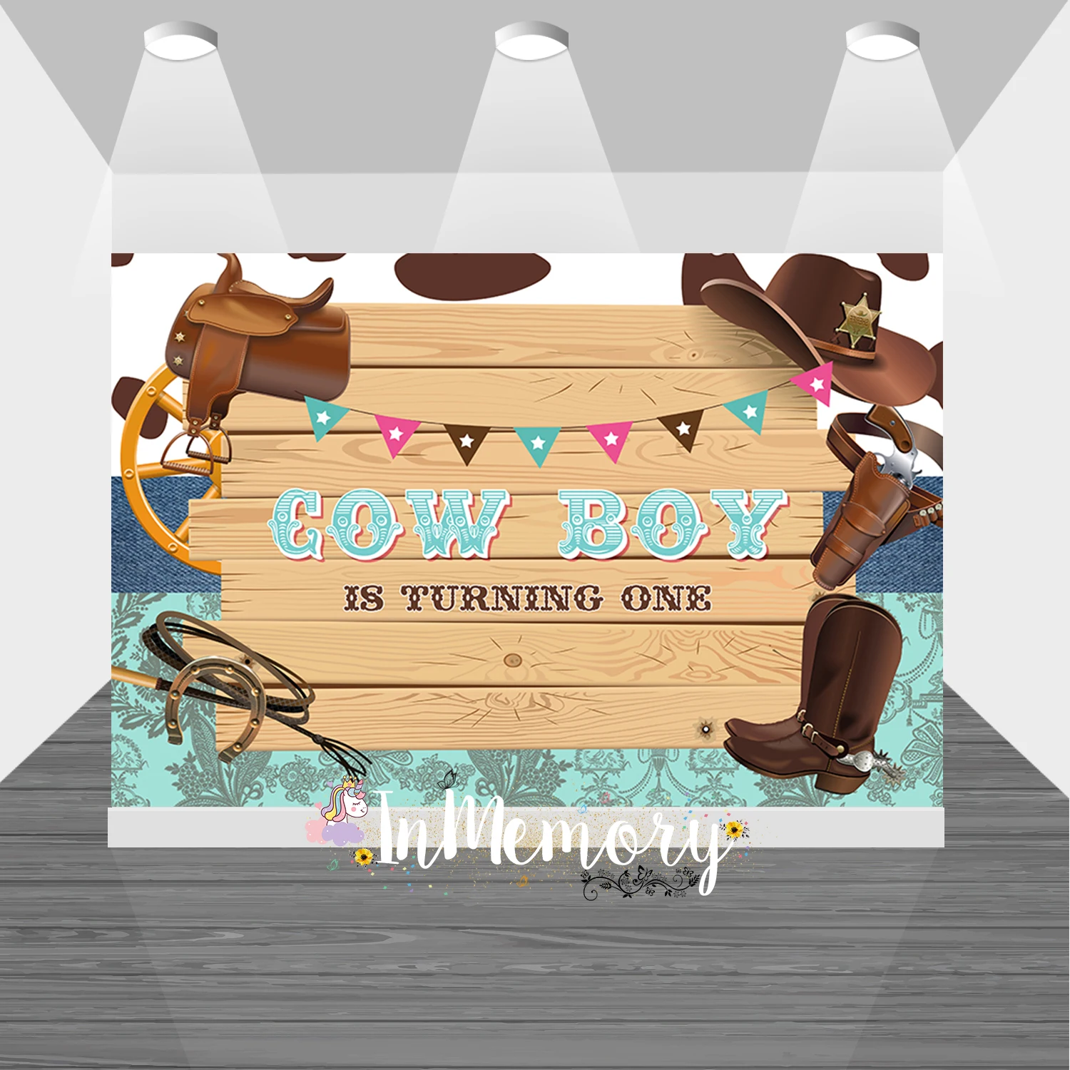Fondo de fotografía de pared de madera para Baby Shower, Fondo de vinilo personalizado para fiesta de primer cumpleaños de niño y vaca, para estudio fotográfico
