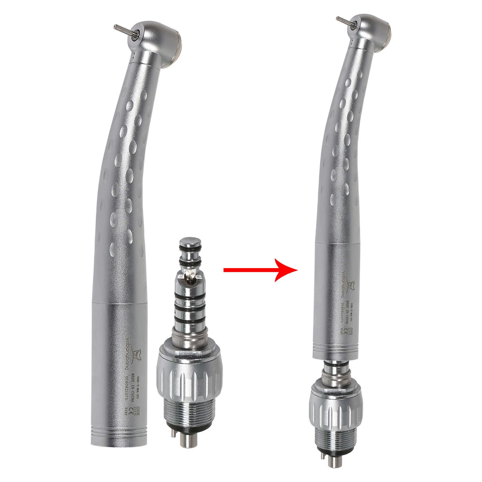 With 4 Hole Coupler Fit KAVO Style 4 Hole Single Water Spring Large Head Push Button Dental High Speed Handpiece YABANGBANG