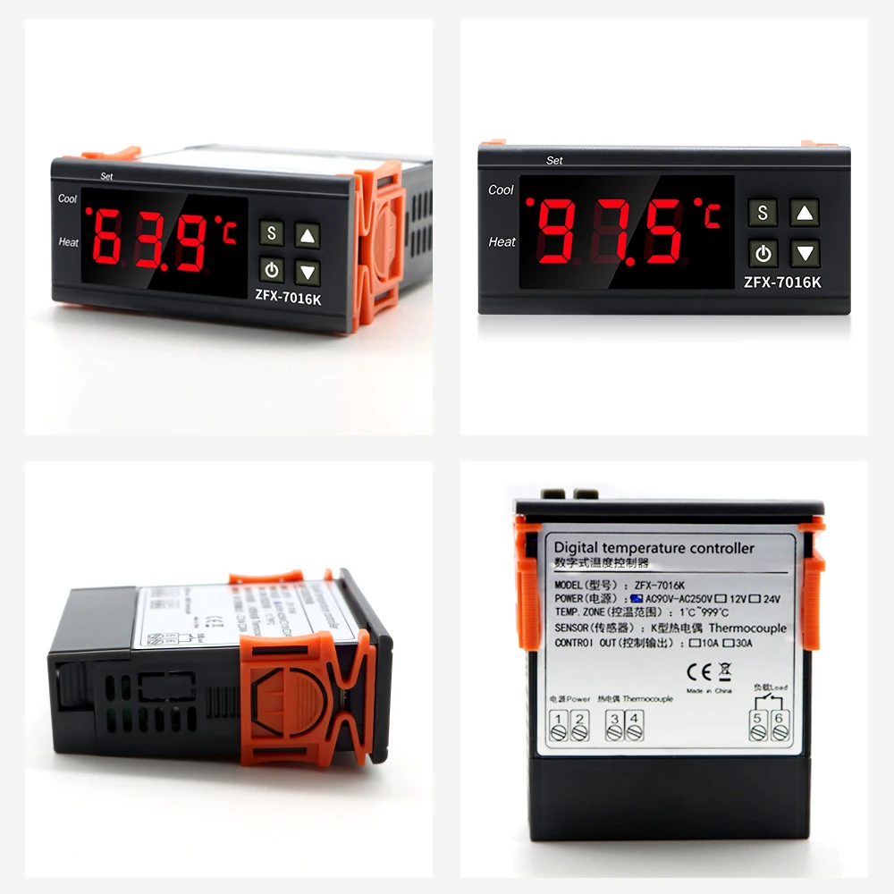 Imagem -04 - Interruptor Inteligente Controlador de Temperatura Termostato Termômetro Regulador 999 Graus com Sensor tipo k 10a 30a Zfx7016k