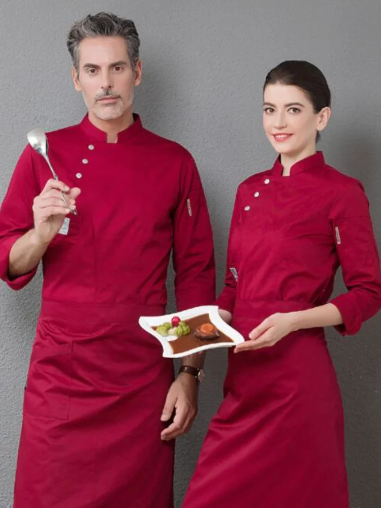 Chef Uniform Unisex z długim rękawem odzież do pracy piekarnia restauracja kuchnia Catering Chef kurtki usługi gastronomiczne oddychające kombinezony