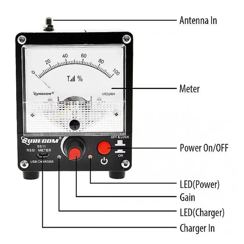 Surecom SS11 RF Singal Strength Meter 100K-3GHz Field Strength RSSI Meter High Sensitivity with Built-in Battery