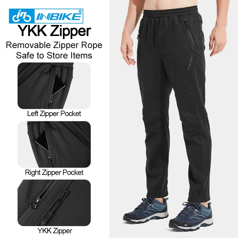 INBIKE Winter Thermal Cycling Trousers Men Fleece Pants for Running Waterproof Outdoor Sports MTB Bike Bicycle Trousers WP701